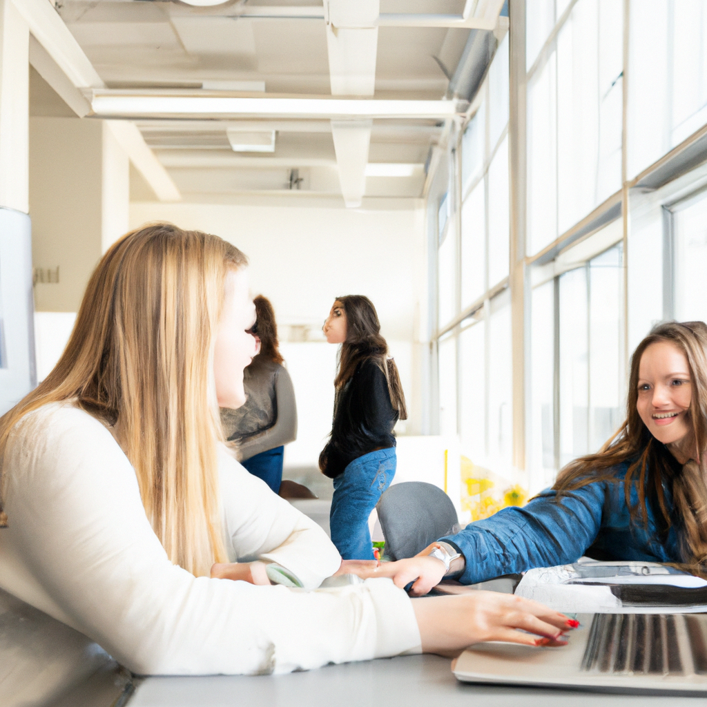 Students collaborating at MoneyNode Journalism Academy office in bright daylight